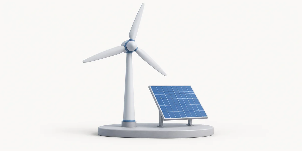Turbina eolica accanto a un pannello solare